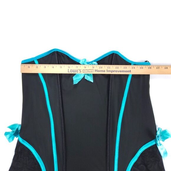NWT Torrid Strapless Boned Corset Top Ruffled Mesh Lace Plus Size 2X Teal Black - Picture 3 of 6